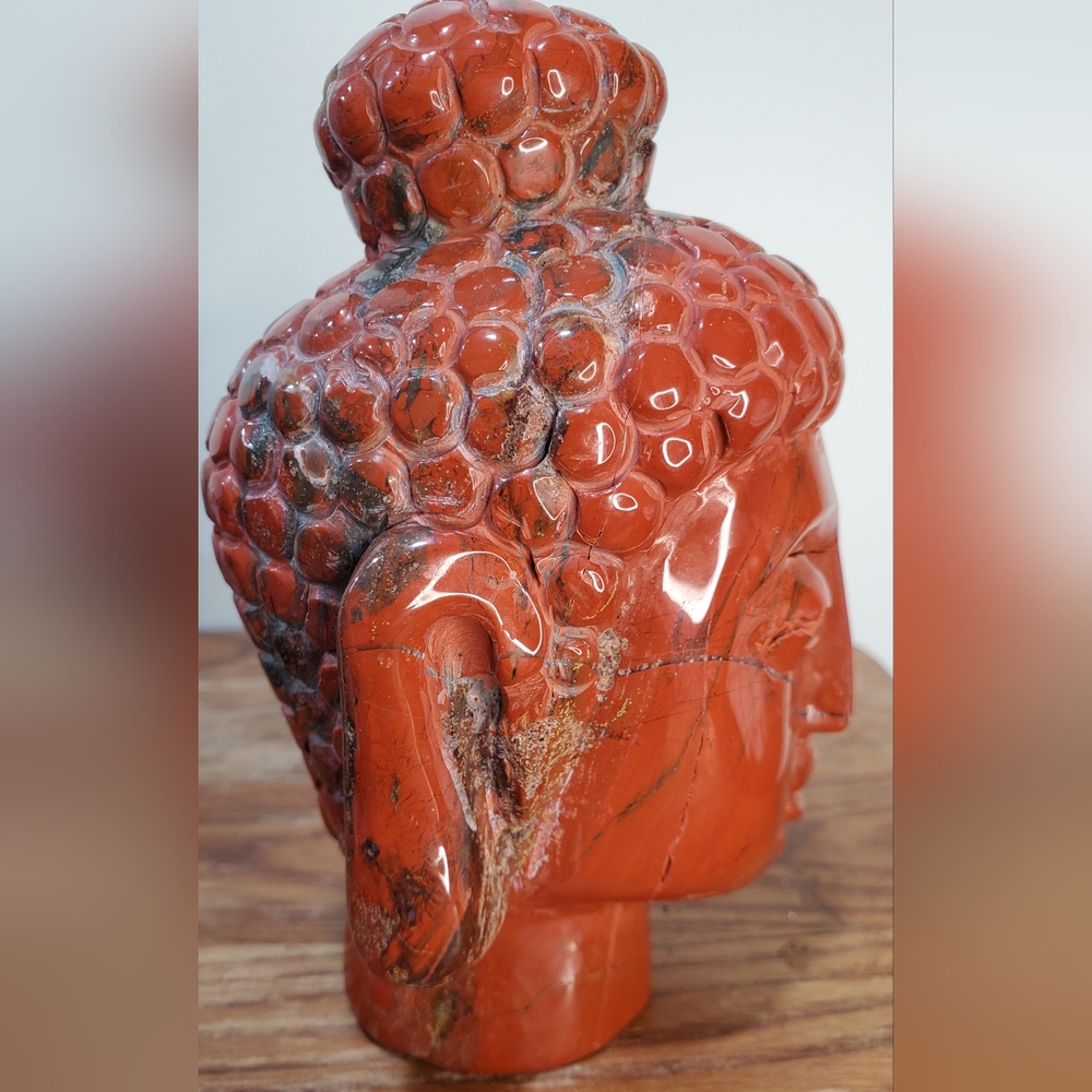 3.3 lbs Red Jasper Crystal Buddha Head, 6 inches - Picture 7 of 15